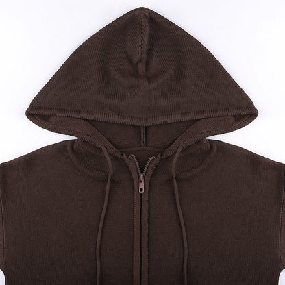Brown Knit Long Sleeve Jacket