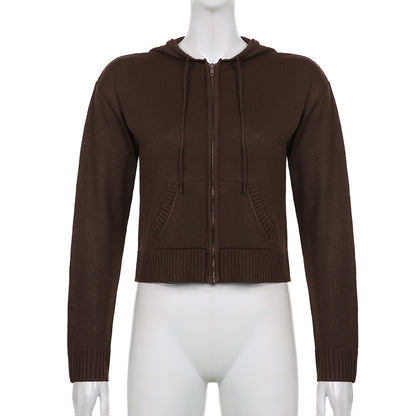 Brown Knit Long Sleeve Jacket