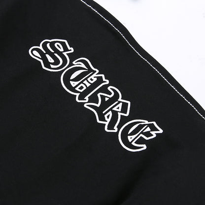Sexy Black Goth Punk Letter Print Metal Chain Camisole Tank Crop Top Shirt Summer E-Girl Kawaii Korean Japanese Harajuku Retro Streetwear