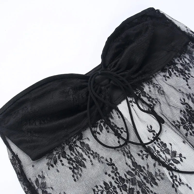 Black Lace Bustier Tube Top