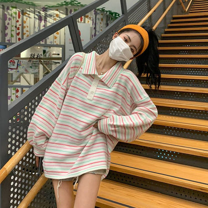 Rainbow Striped Knit Sweater