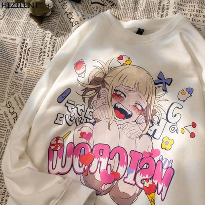 Cute Toga Anime Girl Cartoon Print Oversize Long Sleeve T-shirt Sweater Hoodie Aesthetic Casual Summer E-Girl Kawaii Korean Japanese Harajuku