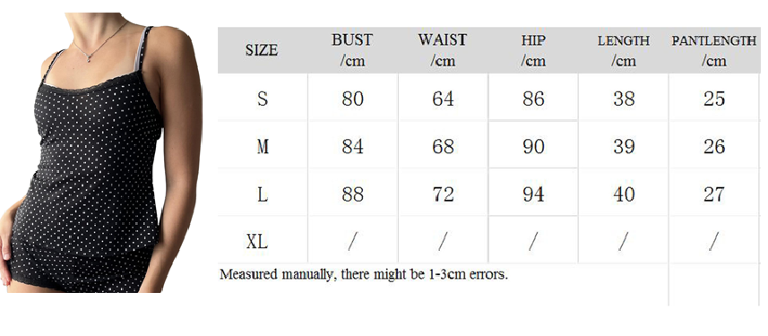 2PCS Polka Dot Lace Tank Top + Shorts