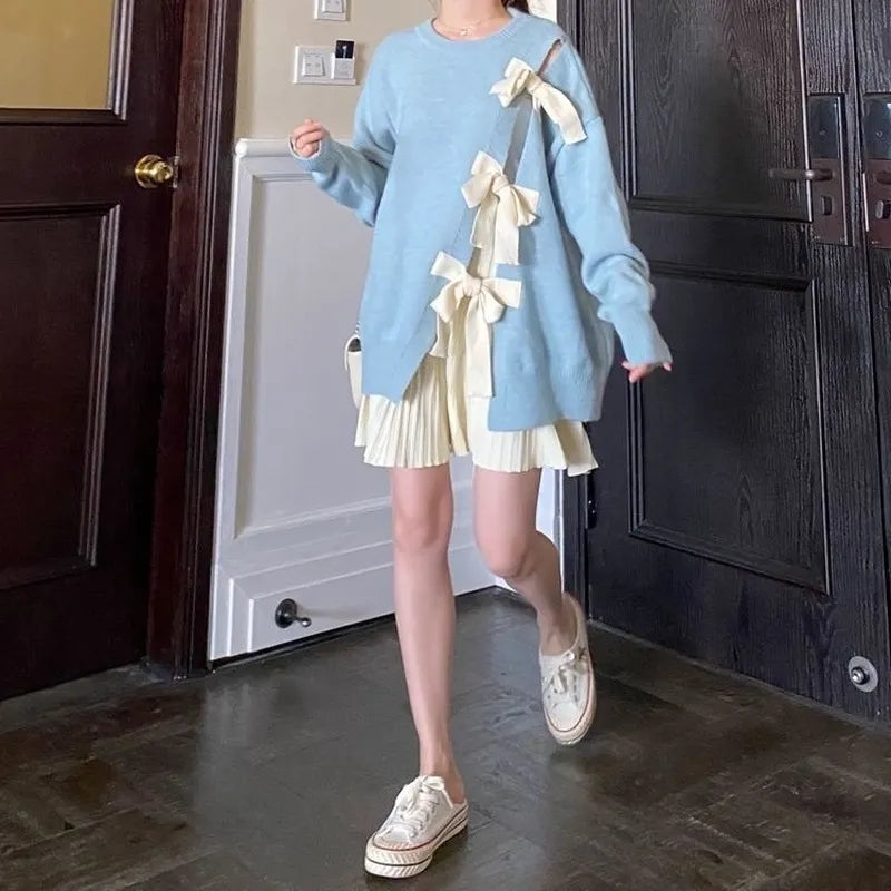 Blue Sweet Bow Sweater