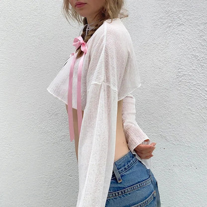 White Loose Smock Long Sleeve Shirt