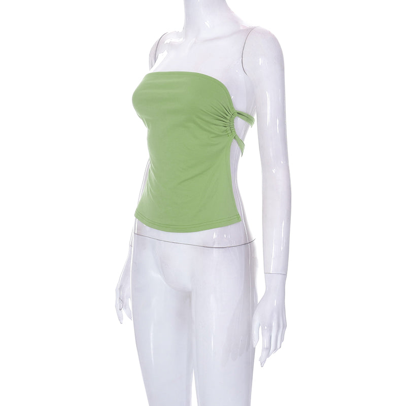 Green Strapless Bandage Backless Top