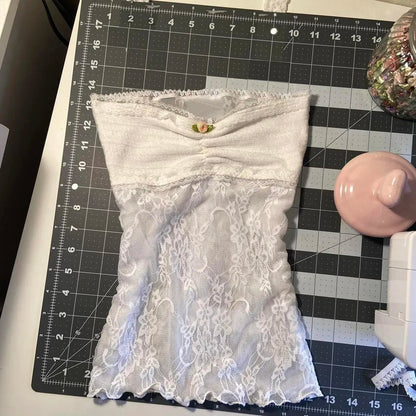 Sweet Floral Lace Backless Tube Top