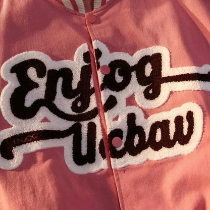 Heart Letter Embroidery Varsity Jacket