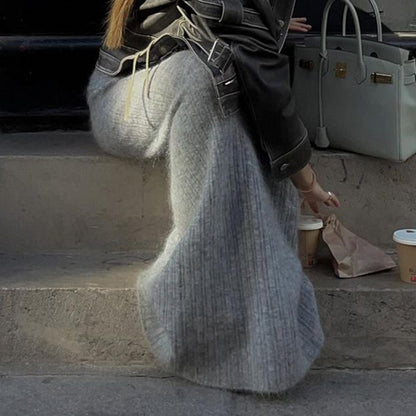 Grey Knit Low Raise Skirt