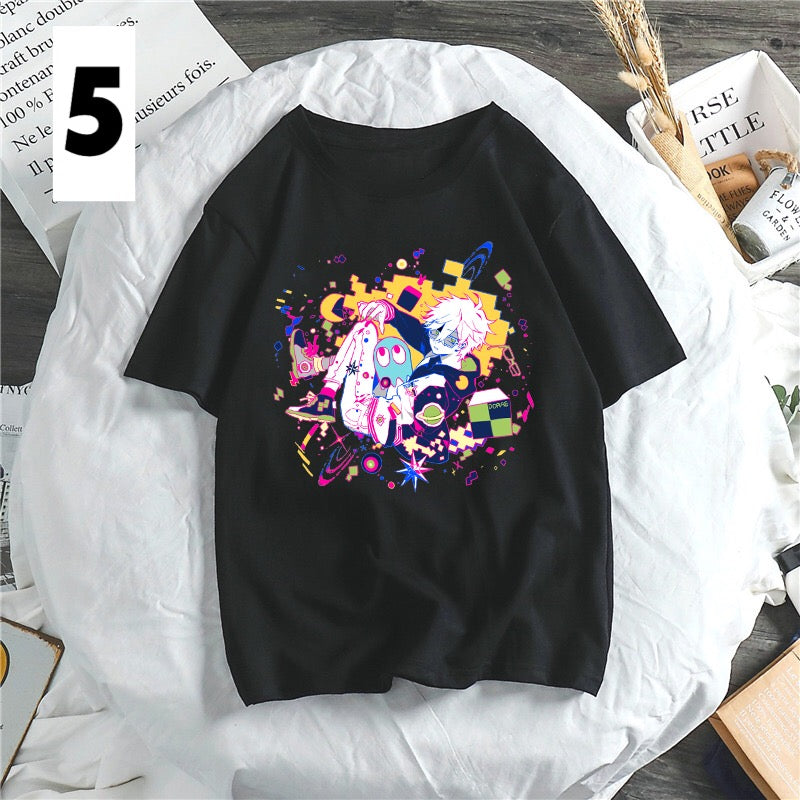 Anime Girl Cartoon Print Aesthetic Loose Short Sleeve Shirt T-shirt Top Punk Goth Summer Casual E-Girl Kawaii Korean Japanese Harajuku Streetwear
