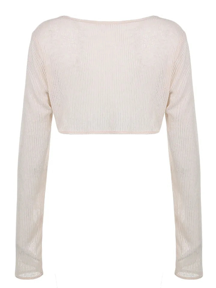 Y2K Crochet Long Sleeve Shrug