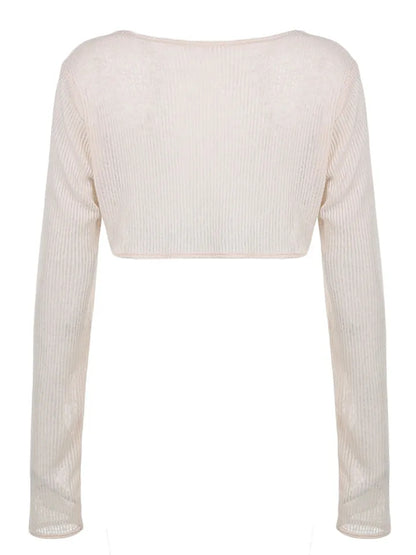 Y2K Crochet Long Sleeve Shrug