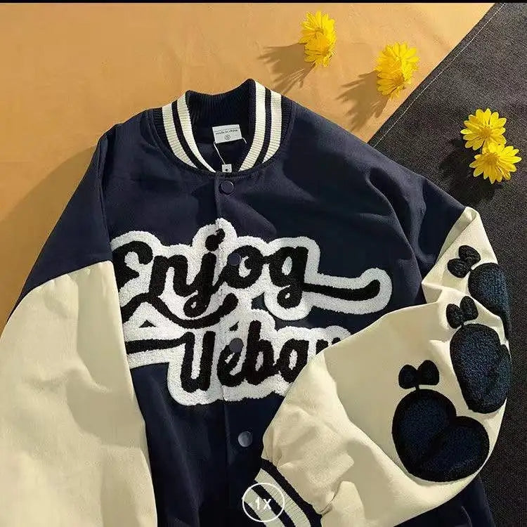 Heart Letter Embroidery Varsity Jacket