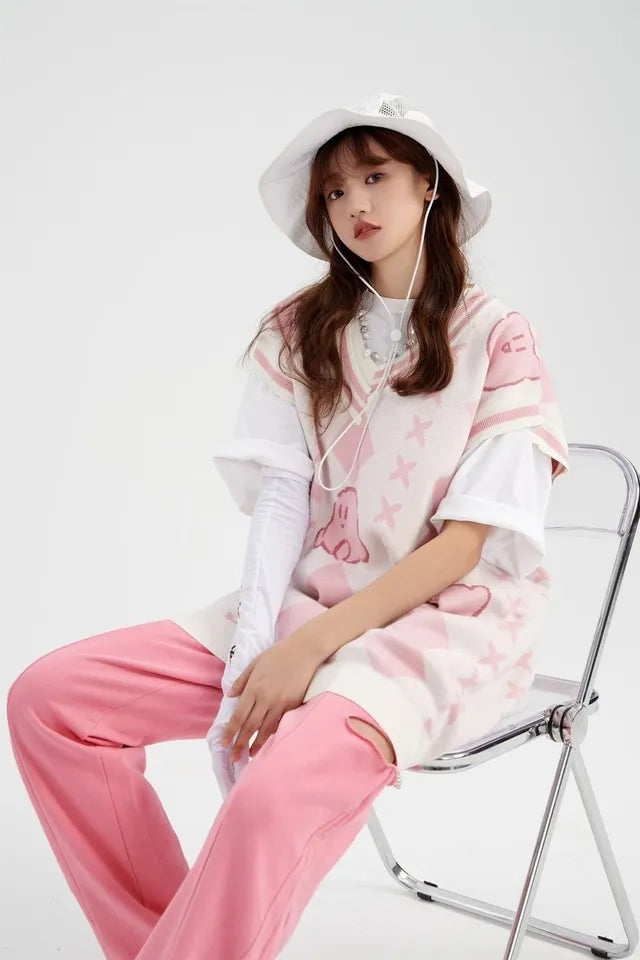 Pink Anime Japanese Sweater Vest