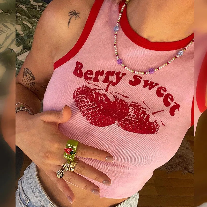 Strawberry Print Tank Top