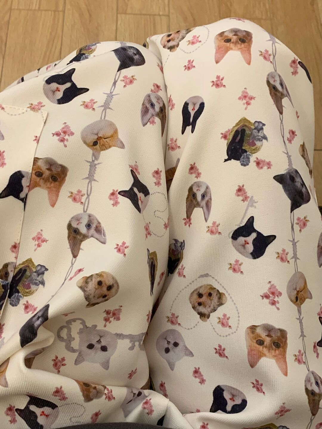 Cat Dog Animal Print Wide Leg Cargo Pants