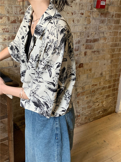 Black & White Floral Short Sleeve Shirt