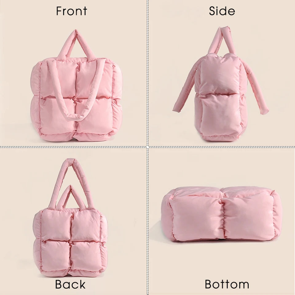 Pink Puffy Quilted Shoulder Bag