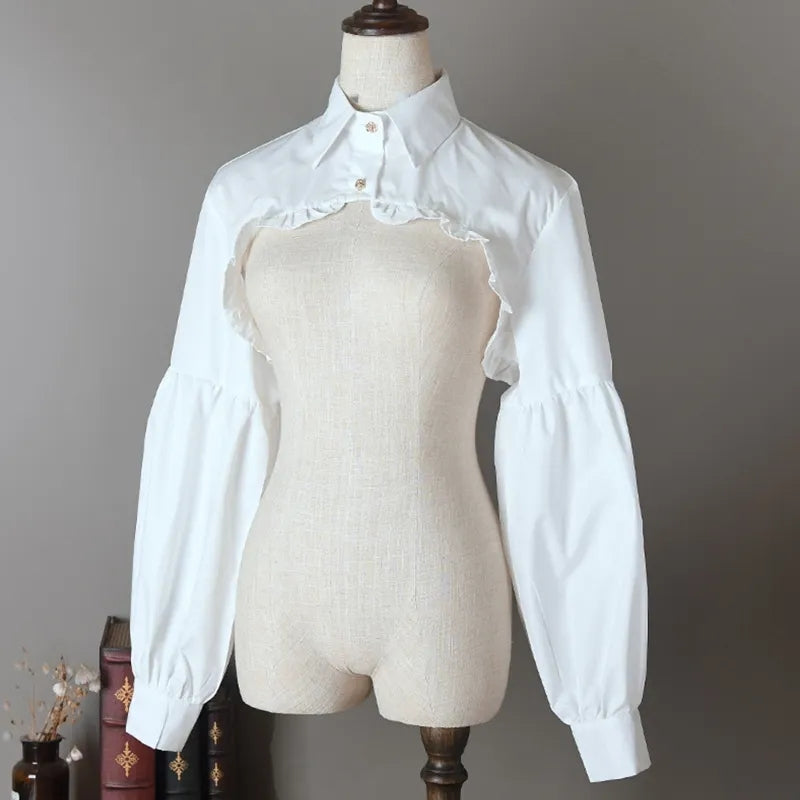 Puff Ruffle Collar Long Sleeve Blouse