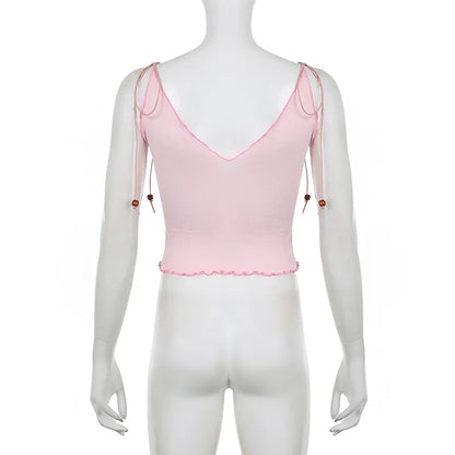 Butterfly Ruffle Trim Crop Top