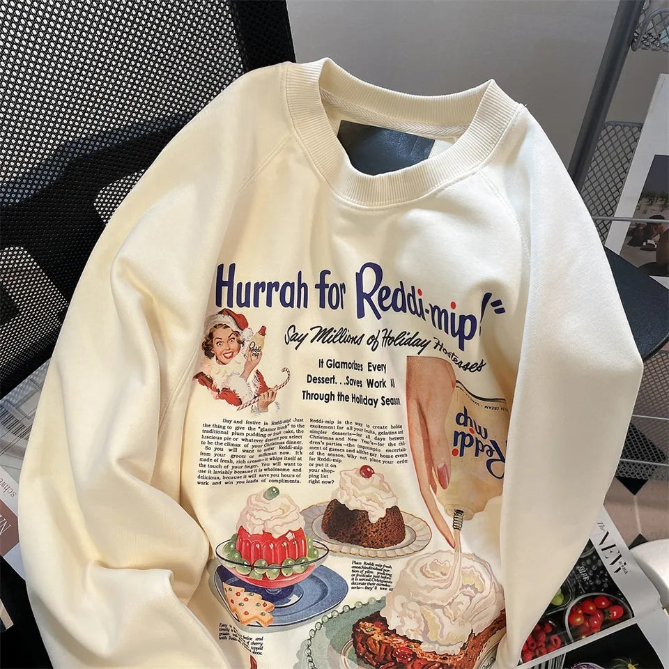 Vintage Dessert Print Sweatshirt