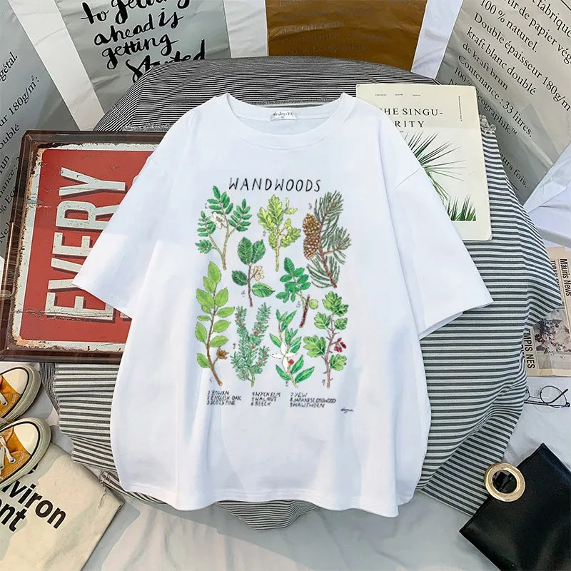 Plant Woods Print Short Sleeve T-shirt