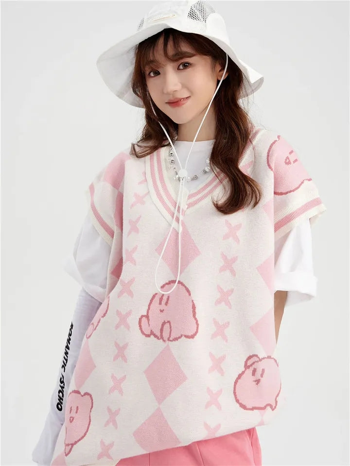 Pink Anime Japanese Sweater Vest