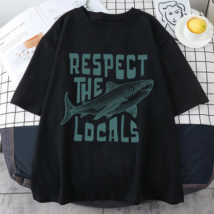 Respect Shark Print Short Sleeve T-shirt