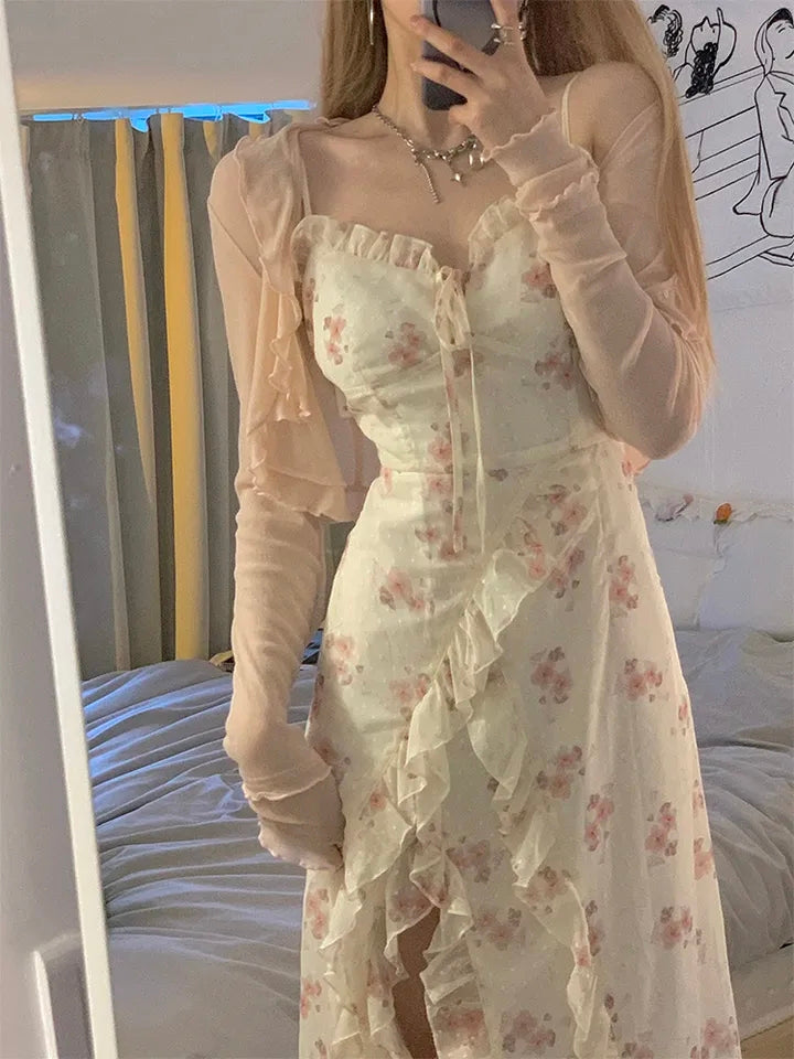 Vintage Floral Sleeveless Midi Dress
