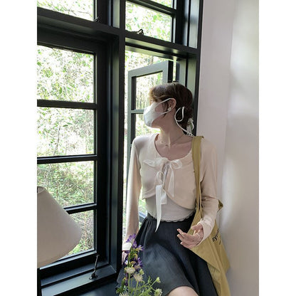 2PCS Bow Cropped Cardigan