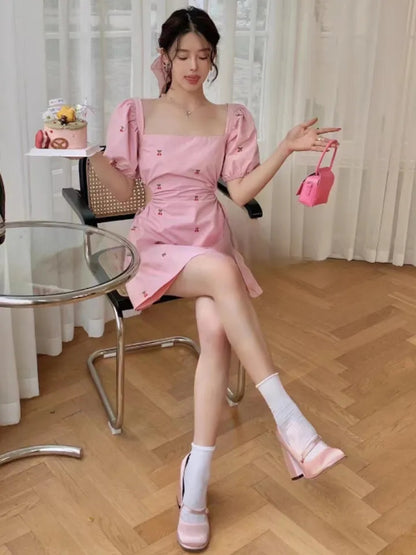 Pink Cherry Backless Mini Dress