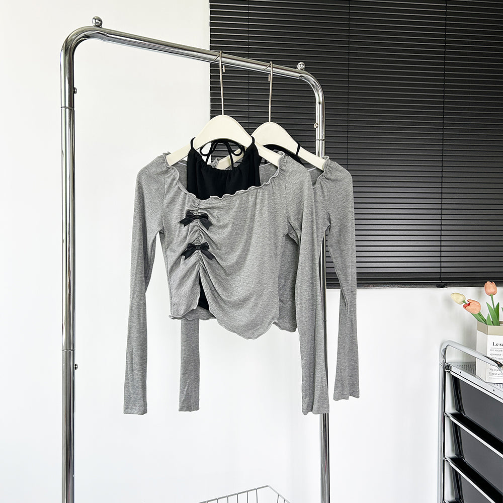 2PCS Halter Top + Long Sleeve Crop Top