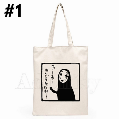 Japanese Anime Print Canvas Tote Bag