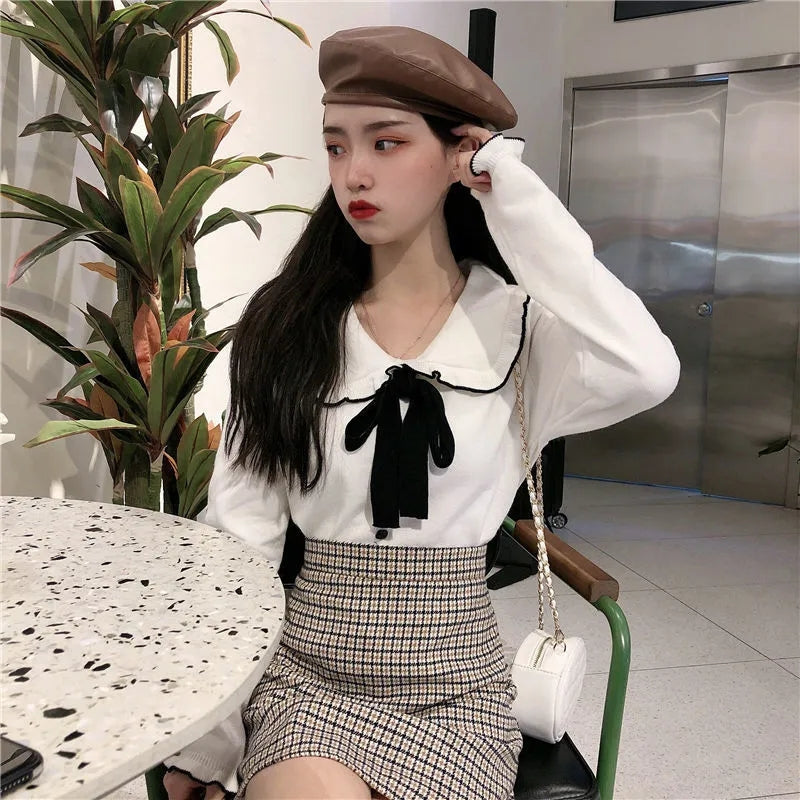 Bow Peterpan Collar Knit Sweater