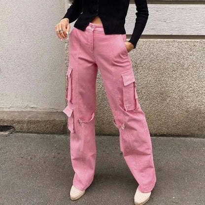 Pink Pocket Cargo Pants