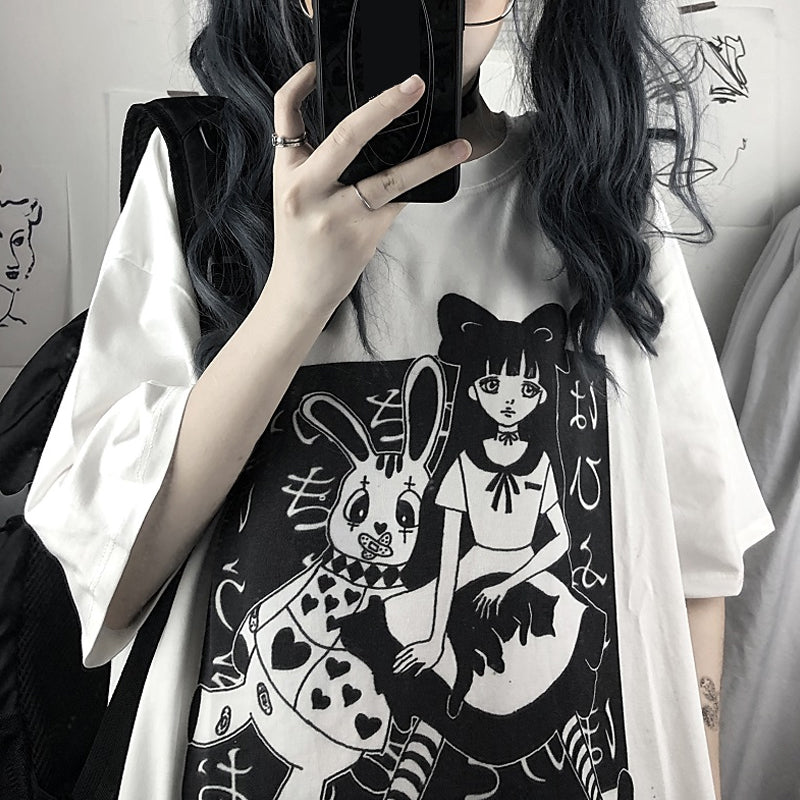 Anime Girl Doll Print Short Sleeve T-shirt