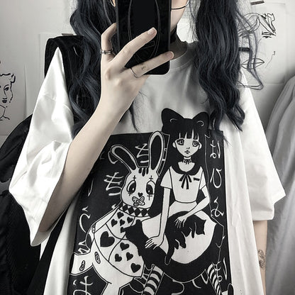 Anime Girl Doll Print Short Sleeve T-shirt
