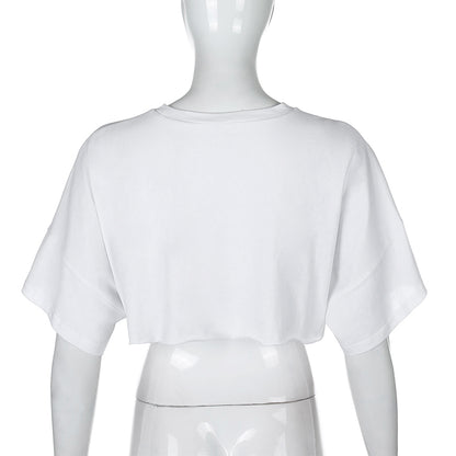 White Loose Cropped Short Sleeve Shirt