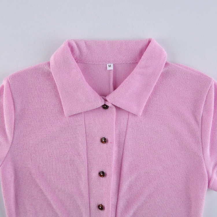 Pink Button Up Romper
