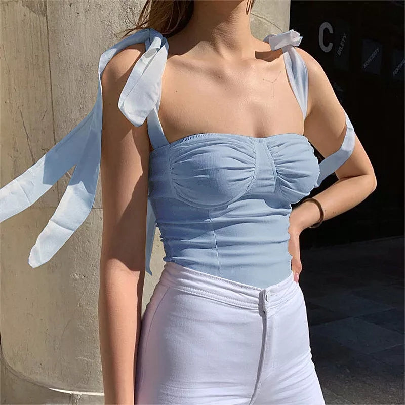 Sweet Bow Bustier Bandage Crop Top