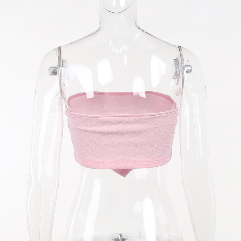 White Frill Strapless Top