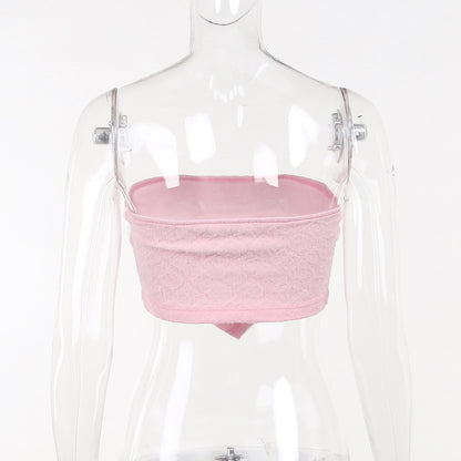 White Frill Strapless Top