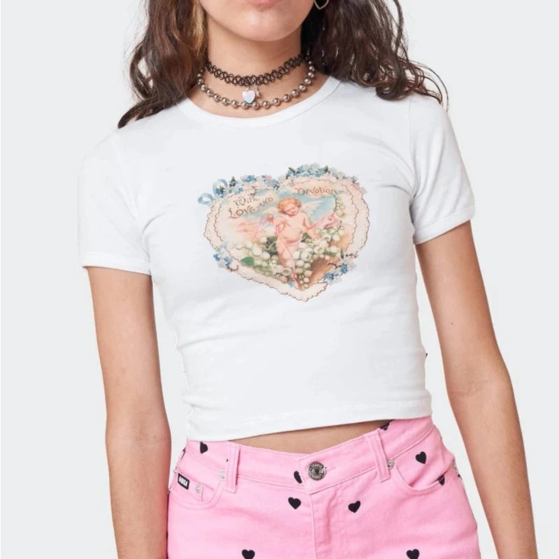 Angel Print Crop Top