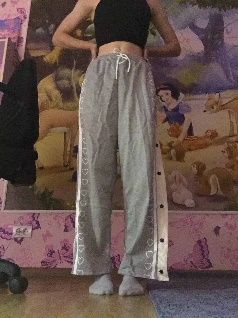 Oversized Heart Loose Split Baggy Trousers