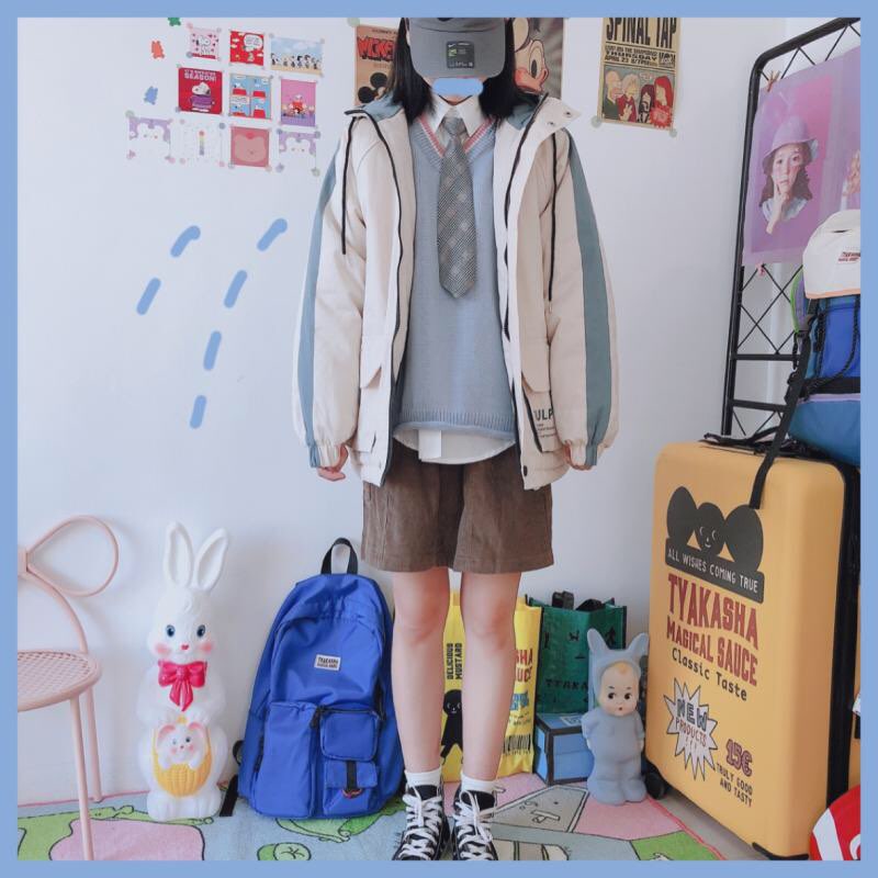Cute Bunny Rabbit Embroidery Preppy Knit V Neck Vest Sweater Sweatshirt Loose Jumper Pullover Casual E-Girl Kawaii Korean Japanese Harajuku Streetwear