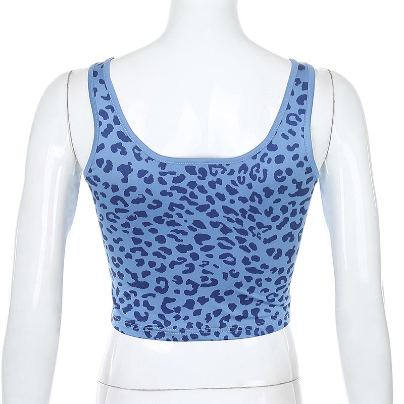 Cute Leopard Print 90s Goth Tank Crop Top Camisole Shirt Tee T-shirt E-Girl Kawaii Korean Japanese Harajuku Chinese Retro Streetwear Aesthetic