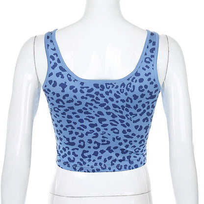 Cute Leopard Print 90s Goth Tank Crop Top Camisole Shirt Tee T-shirt E-Girl Kawaii Korean Japanese Harajuku Chinese Retro Streetwear Aesthetic
