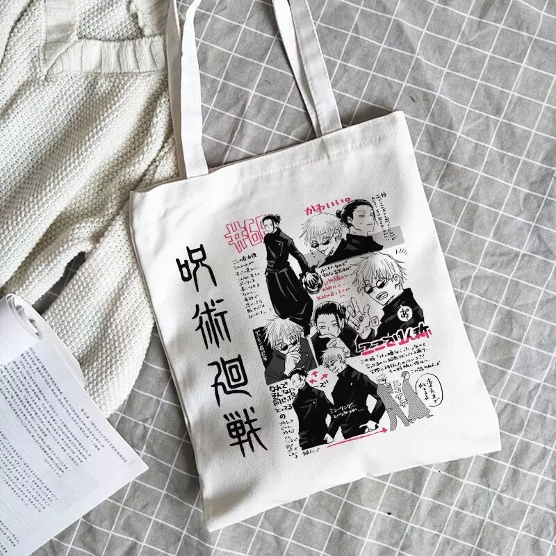 Anime Cartoon Canvas Tote Bag Shoulder Shopping Bag Vintage Aesthetic Casual Summer E-Girl Kawaii Korean Japanese Harajuku