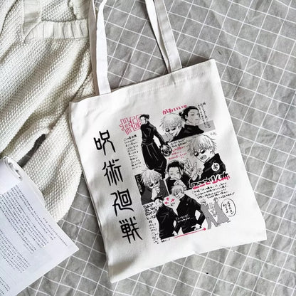 Anime Cartoon Canvas Tote Bag Shoulder Shopping Bag Vintage Aesthetic Casual Summer E-Girl Kawaii Korean Japanese Harajuku