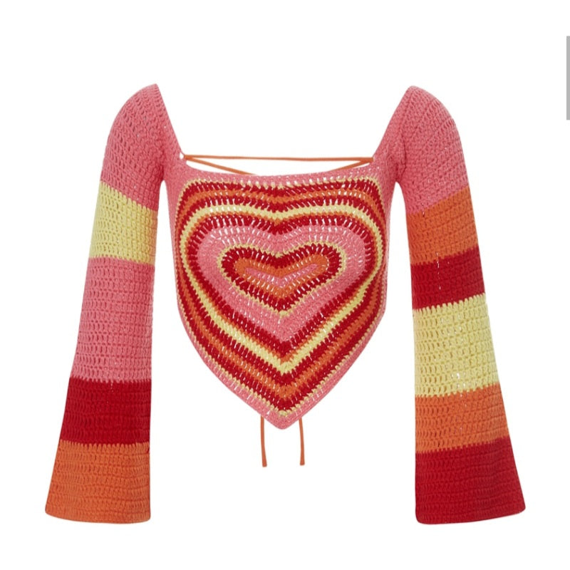 Heart Crochet Knit Crop Top